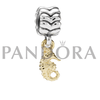 Pandora Anhänger - Seepferdchen. Anhänger aus Sterling Silber und Gold 14 Karat.790518