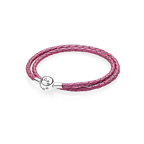 Pandora Armband "pinkfarbenes Leder, zweifach gewickelt" 590734CHP