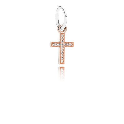 PANDORA Charm Cross/ Faith  rose gold dangle 791354CZ