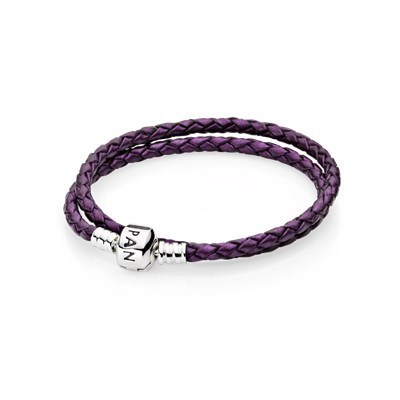Pandora Armband "lilafarbenes Leder, zweifach gewickelt" 590705CPE-D